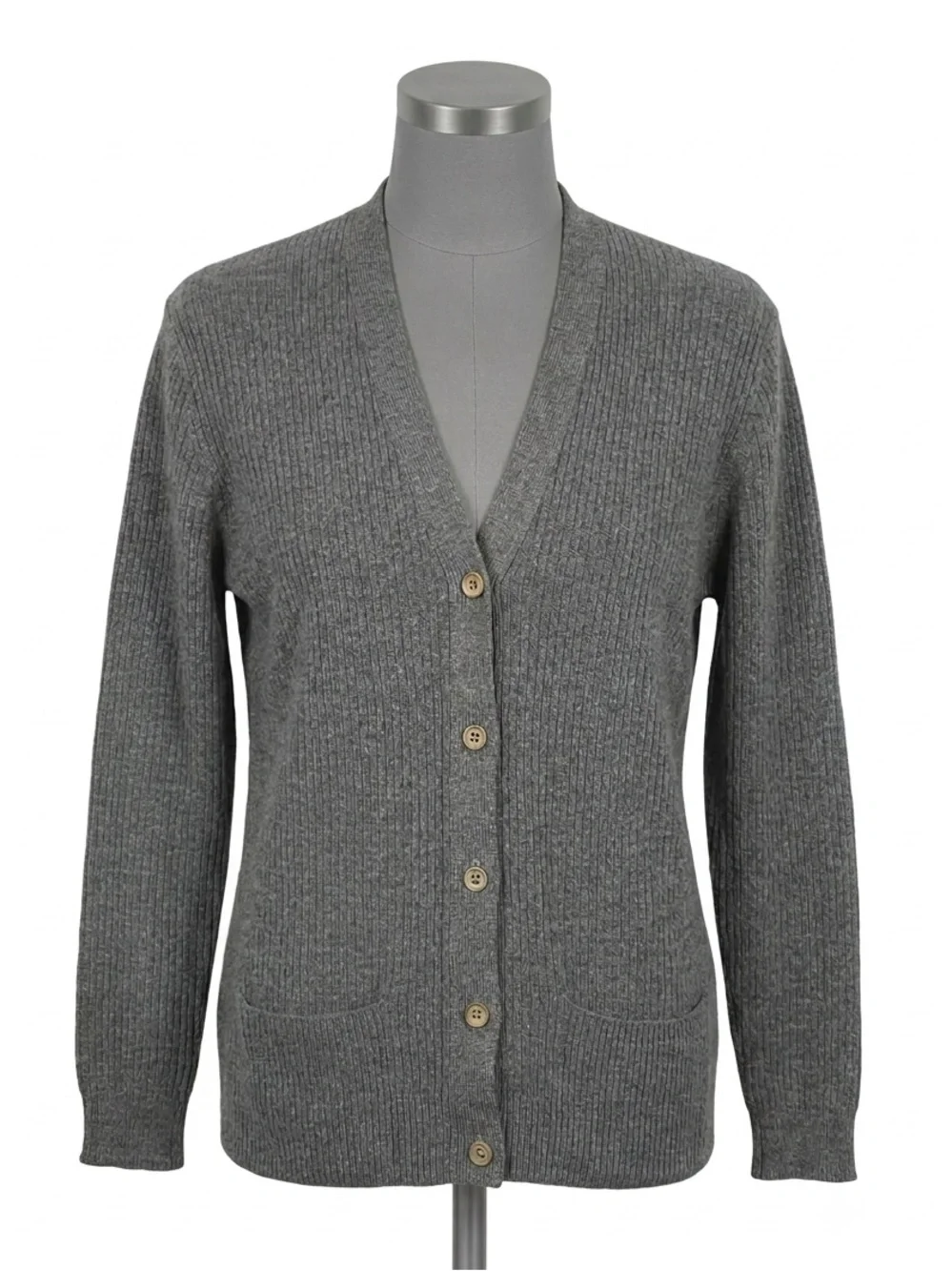 Vintage Lyle & Scott Scottish Cashmere Gray Cardigan Sweater Sz 40